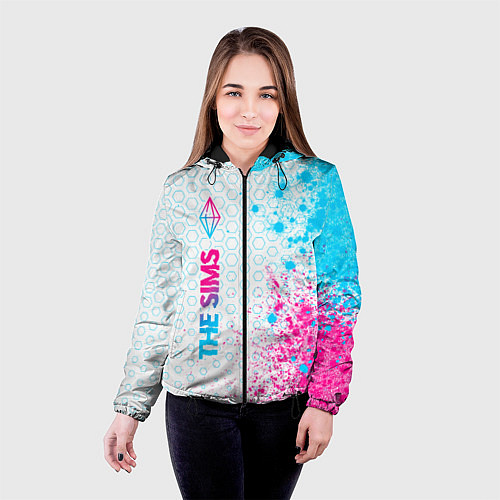 Женская куртка The Sims neon gradient style: по-вертикали / 3D-Черный – фото 4