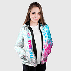 Куртка с капюшоном женская The Sims neon gradient style: по-вертикали, цвет: 3D-черный — фото 2