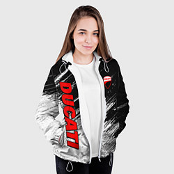 Куртка с капюшоном женская Ducati - потертости краски, цвет: 3D-белый — фото 2