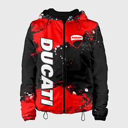 Куртка с капюшоном женская Ducati - красная униформа с красками, цвет: 3D-черный