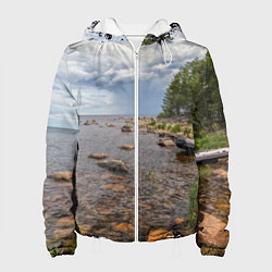 Куртка с капюшоном женская Лодка на Ладоге, цвет: 3D-белый