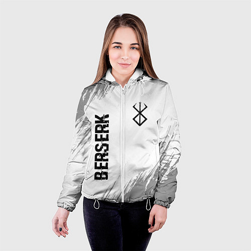 Женская куртка Berserk glitch на светлом фоне: надпись, символ / 3D-Белый – фото 4