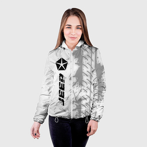 Женская куртка Jeep speed на светлом фоне со следами шин: по-верт / 3D-Белый – фото 4
