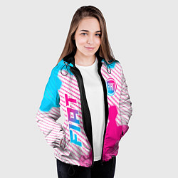 Куртка с капюшоном женская Fiat neon gradient style: надпись, символ, цвет: 3D-черный — фото 2