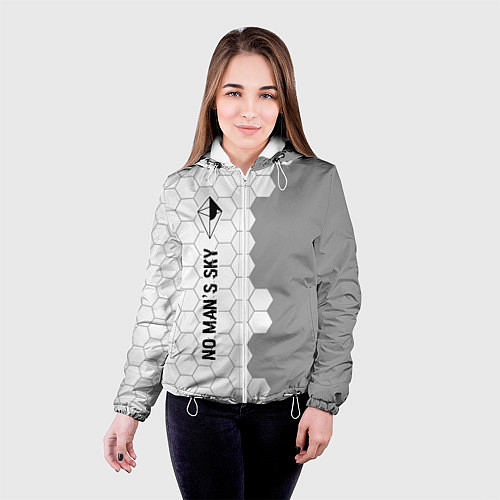 Женская куртка No Mans Sky glitch на светлом фоне: по-вертикали / 3D-Белый – фото 4
