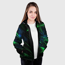 Куртка с капюшоном женская Dark green background, цвет: 3D-черный — фото 2