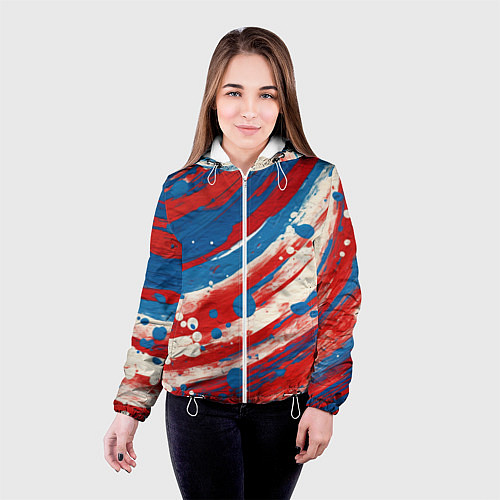 Женская куртка Краски в цветах флага РФ / 3D-Белый – фото 4
