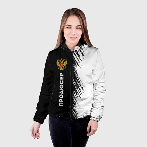 Женская куртка Продюсер из России и герб РФ: по-вертикали / 3D-Черный – фото 4