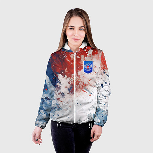 Женская куртка Краски и герб России / 3D-Белый – фото 4