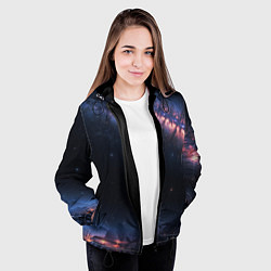 Куртка с капюшоном женская Млечный путь в звездном небе, цвет: 3D-черный — фото 2