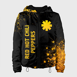 Куртка с капюшоном женская Red Hot Chili Peppers - gold gradient: надпись, си, цвет: 3D-черный