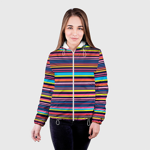 Женская куртка Яркие полоски / 3D-Белый – фото 4