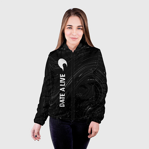 Женская куртка Date A Live glitch на темном фоне: по-вертикали / 3D-Черный – фото 4
