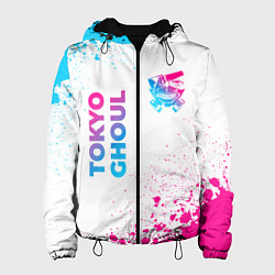 Куртка с капюшоном женская Tokyo Ghoul neon gradient style: надпись, символ, цвет: 3D-черный
