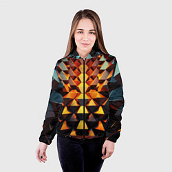 Куртка с капюшоном женская Объемные кубы полигон, цвет: 3D-черный — фото 2