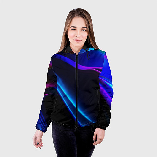 Женская куртка Синий градиент - нейросеть / 3D-Черный – фото 4