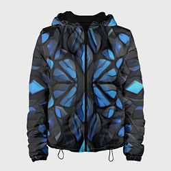 Куртка с капюшоном женская Синие объемные узоры, цвет: 3D-черный
