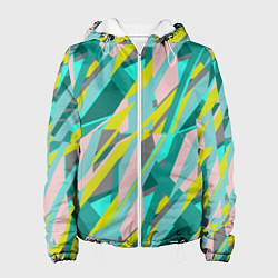 Куртка с капюшоном женская Геометрически узор, цвет: 3D-белый