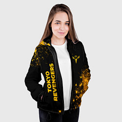 Куртка с капюшоном женская Tokyo Revengers - gold gradient: надпись, символ, цвет: 3D-черный — фото 2