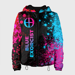 Куртка с капюшоном женская Blue Exorcist - neon gradient: по-вертикали, цвет: 3D-черный