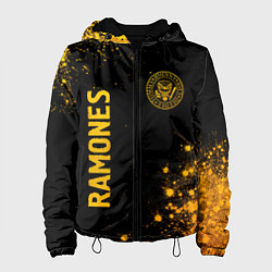 Куртка с капюшоном женская Ramones - gold gradient: надпись, символ, цвет: 3D-черный