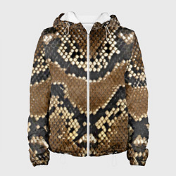 Куртка с капюшоном женская Кожа питона - текстура, цвет: 3D-белый