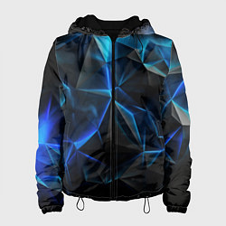 Куртка с капюшоном женская Blue abstract ice, цвет: 3D-черный