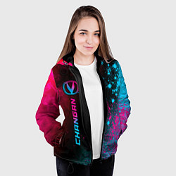 Куртка с капюшоном женская Changan - neon gradient: по-вертикали, цвет: 3D-черный — фото 2