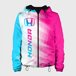 Куртка с капюшоном женская Honda neon gradient style: по-вертикали, цвет: 3D-черный