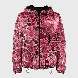 Куртка с капюшоном женская Мозаичный узор в коричнево-красных тонах, цвет: 3D-черный