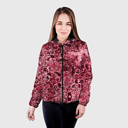 Куртка с капюшоном женская Мозаичный узор в коричнево-красных тонах, цвет: 3D-черный — фото 2