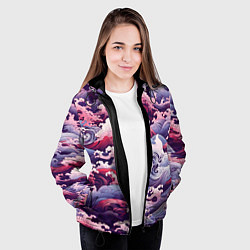 Куртка с капюшоном женская Волны в Японском стиле, цвет: 3D-черный — фото 2