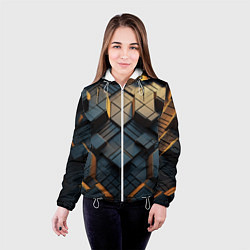 Куртка с капюшоном женская Объемные кубы, цвет: 3D-белый — фото 2