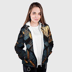 Куртка с капюшоном женская Объемные кубы, цвет: 3D-белый — фото 2