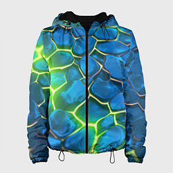 Куртка с капюшоном женская Green blue neon, цвет: 3D-черный
