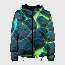 Куртка с капюшоном женская Камни в неоне, цвет: 3D-черный