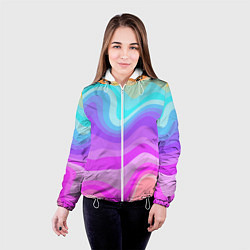 Куртка с капюшоном женская Неоновая разноцветная волна, цвет: 3D-белый — фото 2