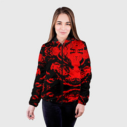 Куртка с капюшоном женская Черный дракон на красном небе, цвет: 3D-черный — фото 2