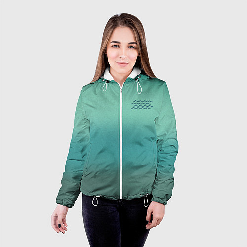 Женская куртка Бирюзовый цвет морской волны / 3D-Белый – фото 4