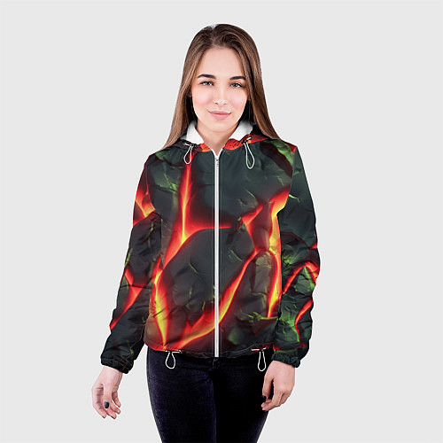 Женская куртка Красные плиты с лавой / 3D-Белый – фото 4