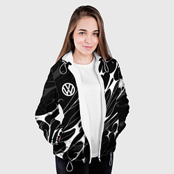 Куртка с капюшоном женская Volkswagen - острые линии, цвет: 3D-белый — фото 2