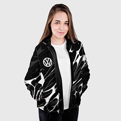Куртка с капюшоном женская Volkswagen - острые линии, цвет: 3D-черный — фото 2