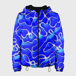 Куртка с капюшоном женская Синий волнистый рисунок, цвет: 3D-черный