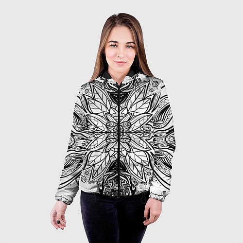 Женская куртка Абстрактный узор сова / 3D-Черный – фото 4
