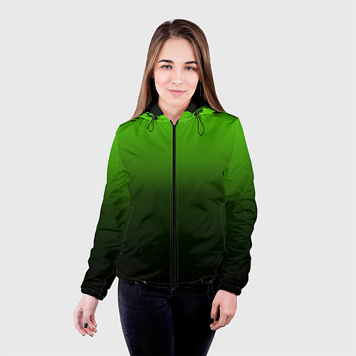 Женская куртка Градиент ядовитый зеленый - черный / 3D-Черный – фото 4