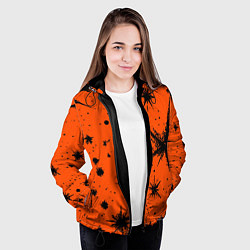 Куртка с капюшоном женская Огненный оранжевый абстракция, цвет: 3D-черный — фото 2