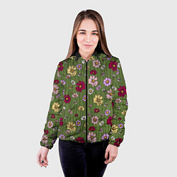 Куртка с капюшоном женская Летний луг - паттерн, цвет: 3D-черный — фото 2