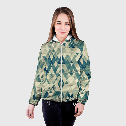 Женская куртка Абстракция светло-зеленый / 3D-Белый – фото 4