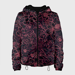 Женская куртка Цветочная тёмно-красный