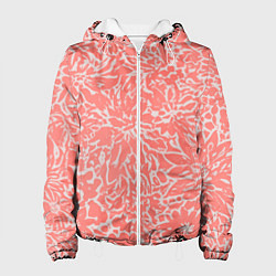Куртка с капюшоном женская Цветочный персиковый, цвет: 3D-белый